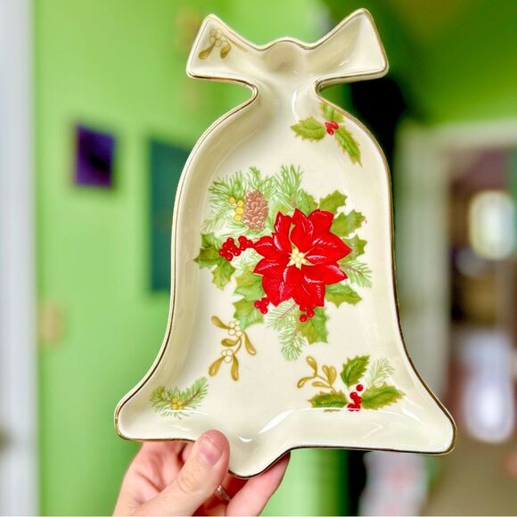 Vintage Festive Christmas Bell Candy Dish Kitchen Spoon Rest Kitchen Accent - Picture 6 of 7